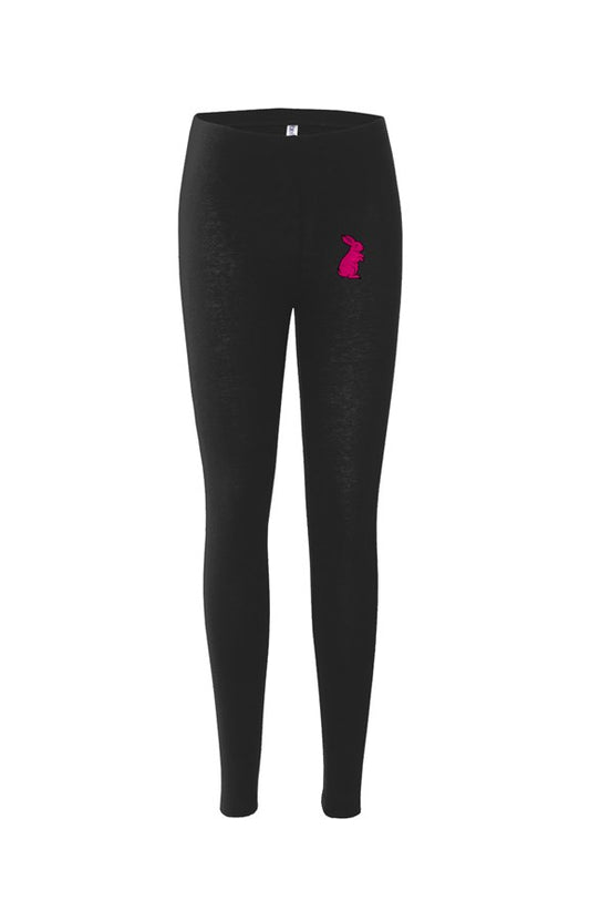 Women's Hot Pink Bunny Embroidered Leggings