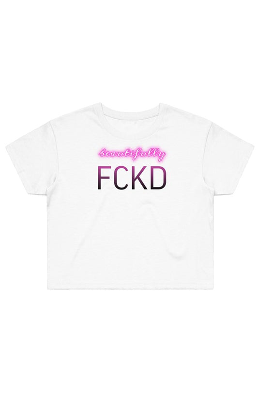 Beautifully FCKD White Street Crop Tee