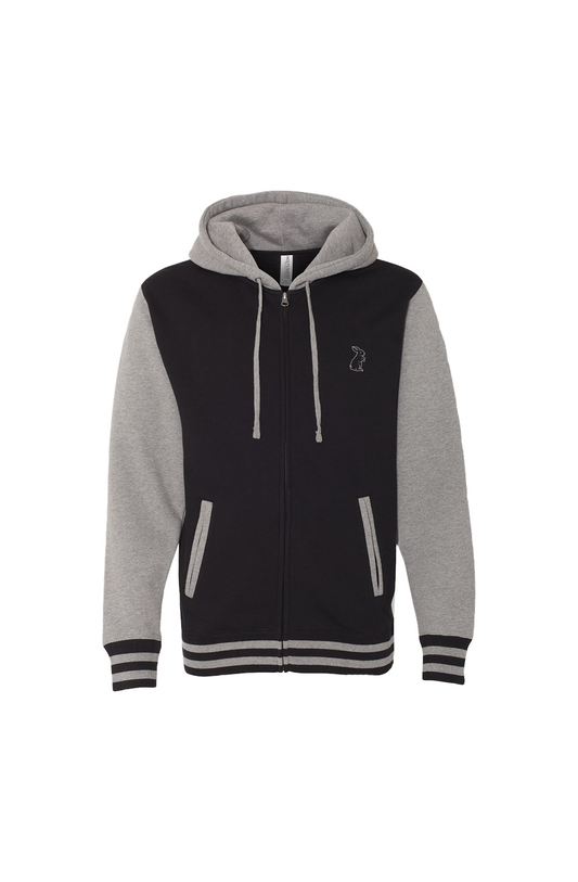 Sleepwalkers Black/Gunmetal Varsity Zip Hoodie
