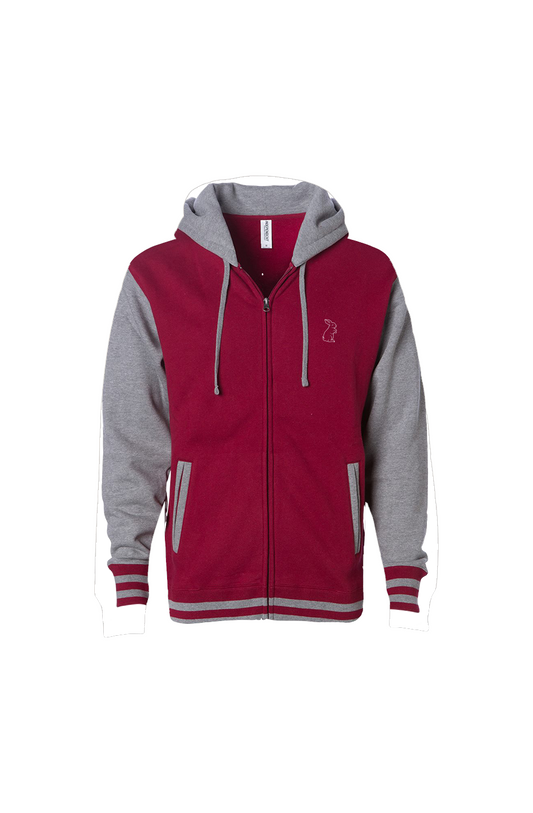 Sleepwalkers Red/Gunmetal Varsity Zip Hoodie