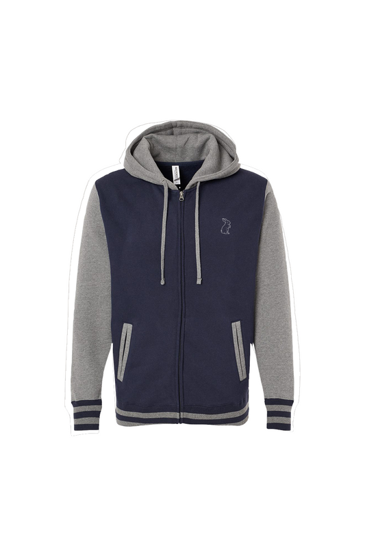 Sleepwalkers Navy/Gunmetal Varsity Zip Hoodie
