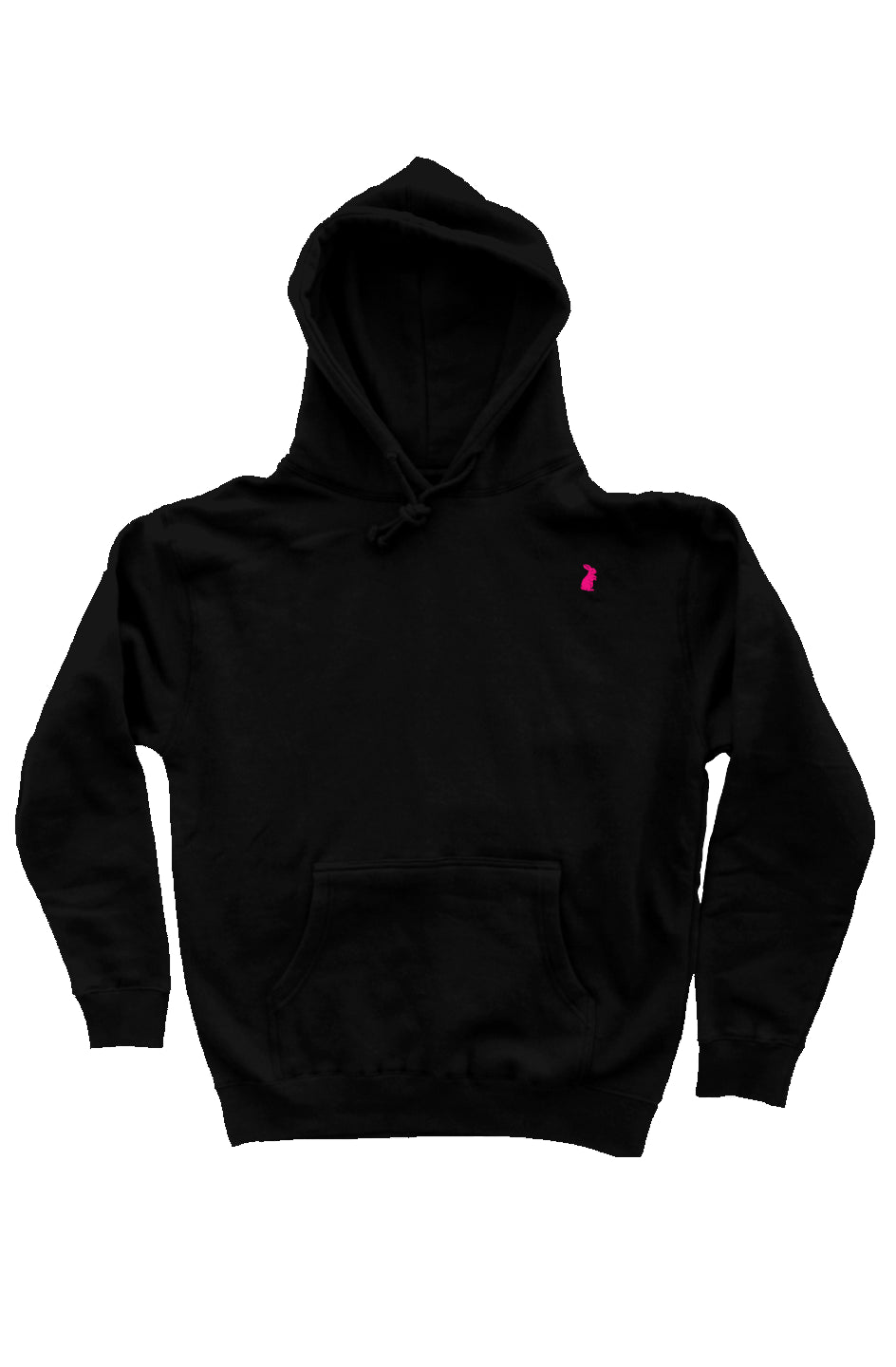 Black Solid Hot Pink Bunny Hoodie