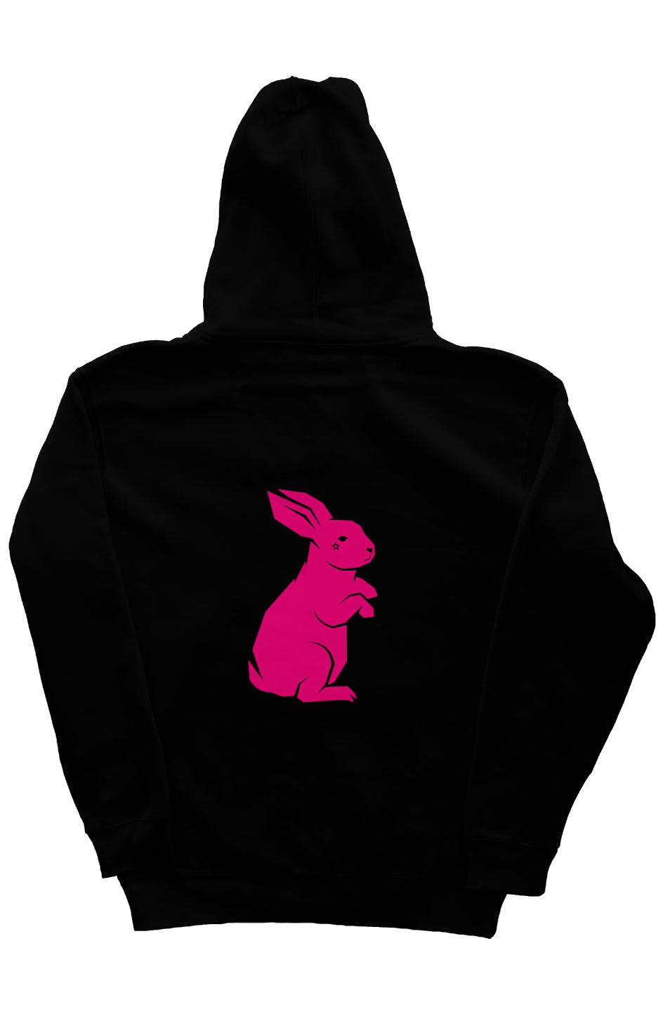 Black Solid Hot Pink Bunny Hoodie