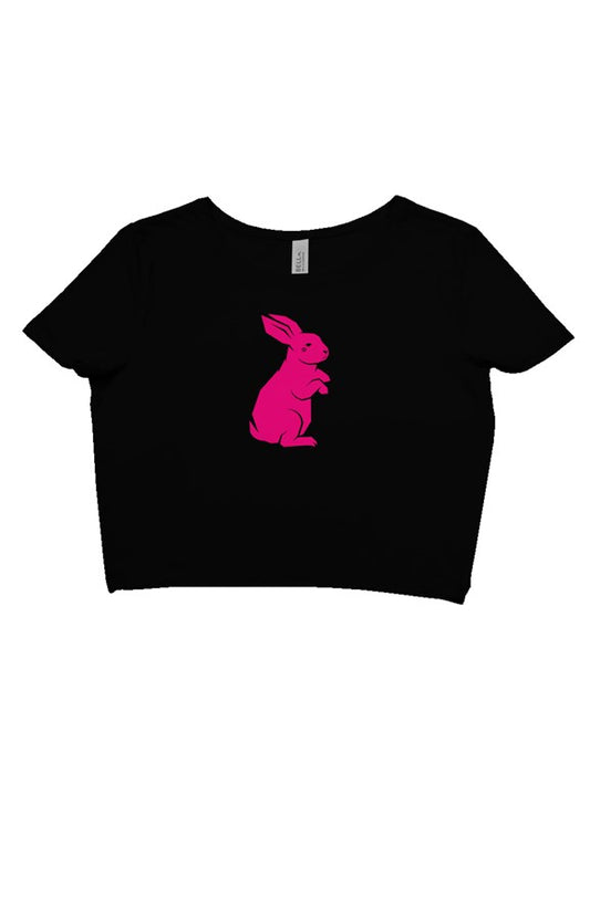 Hot Pink Bunny Crop Tee