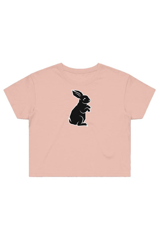 Pink Black Bunny Crop Tee