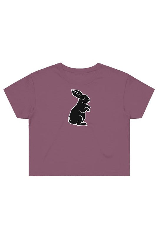 Berry Black Bunny Crop Tee