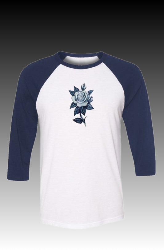 Blue Floral Baseball Tee